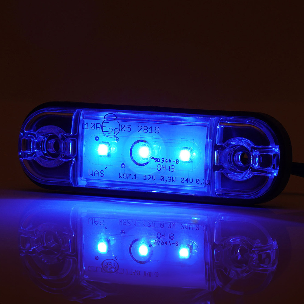 Interieurverlichting LED blauw met heldere lens 12/24V