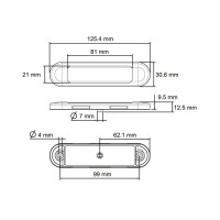 Markeringslicht LED 12-24 V rood clear lens 125 mm x 30 mm