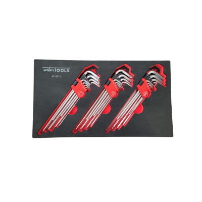 Haakse sleutels extra lang Torx - Resistorx - Inbus 25-delig
