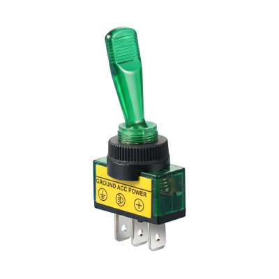 Schakelaar on - off groen 20A 12V