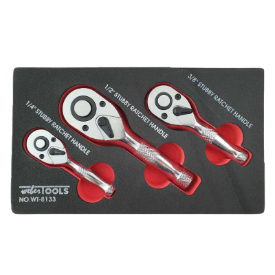 Omkeerbare ratelsleutel stubby set
