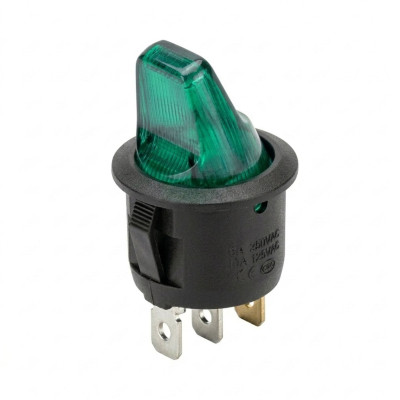 Schakelaar mini rond groen 16A 12V