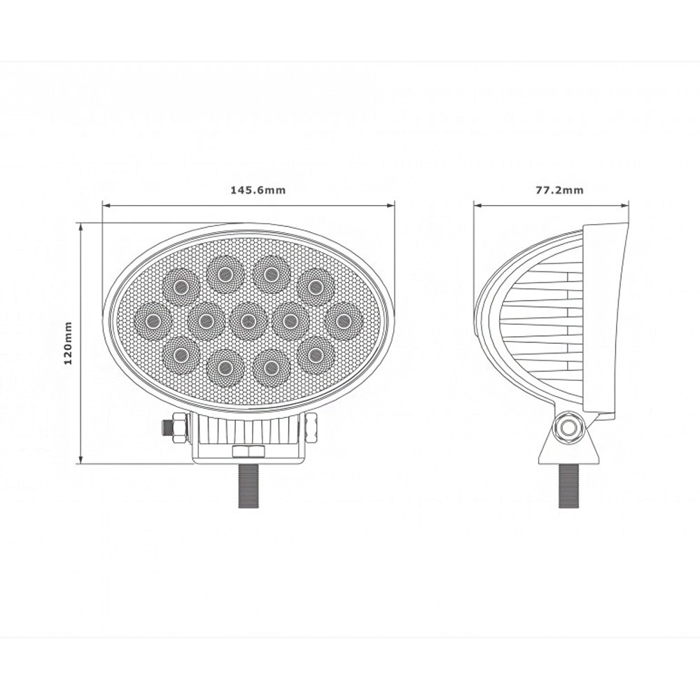 Werklamp LED 2316lm 12-24V ovaal flood alu