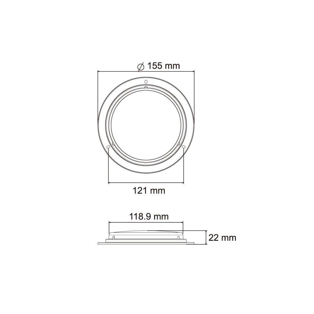 Binnenlicht LED 900lm 12-24V Ø155mm