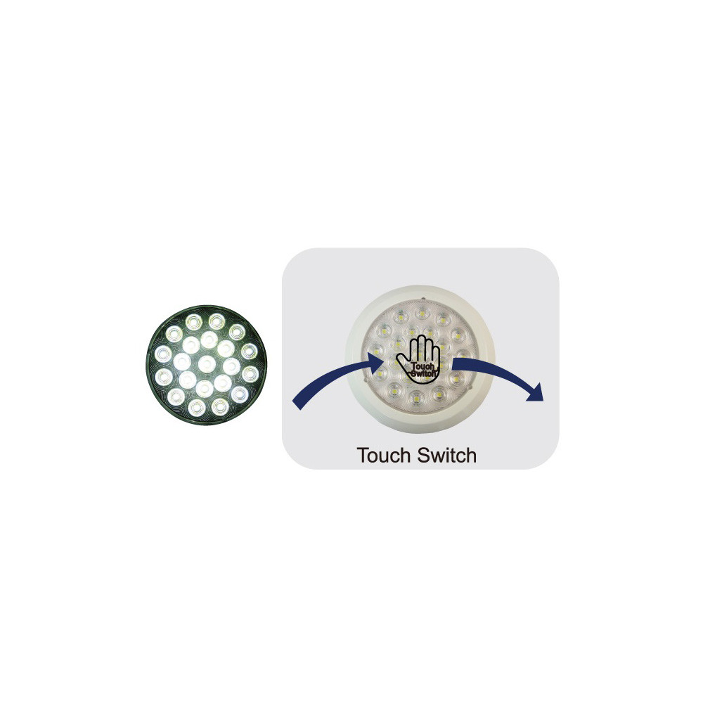 Binnenlicht LED 780lm 12-24V Ø177mm witte bezel touch switch