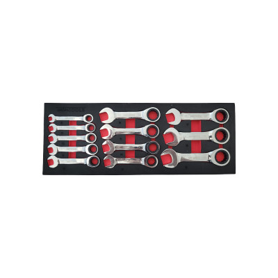 Combinatiesleutelset met ratel extra kort 12-delig
