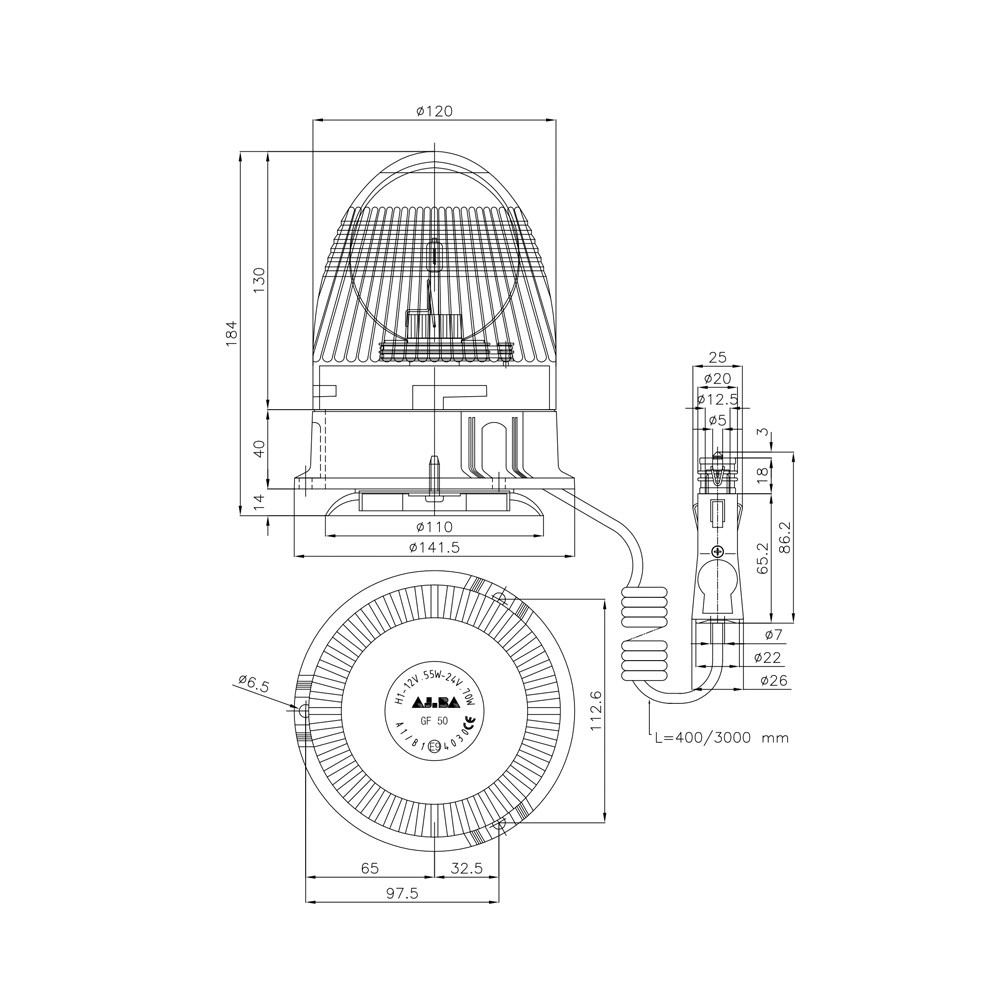 Zwaailicht sunlight 12-24V magnetisch