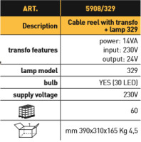Kabel Haspel Met Trafo Metled Looplamp 329/24
