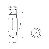 Buislamp - 12V - 10W - 11x30 - blister