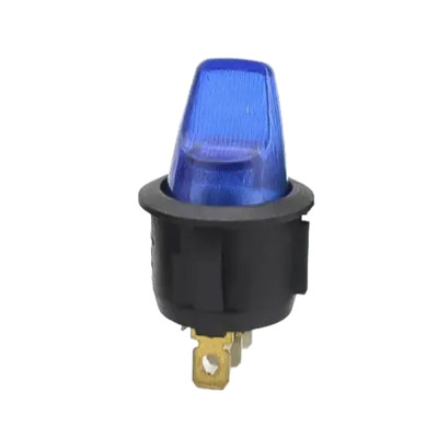 Schakelaar mini rond blauw 16A 12V
