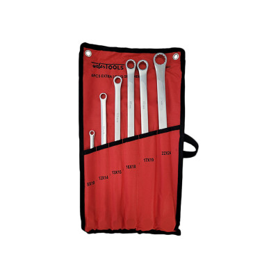 Dubbele ringsleutelset extra lang 6-delig