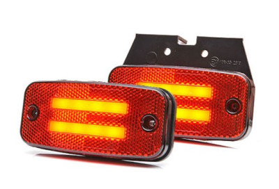 Zijmarkering rood met reflector en knipperlicht - LED - 12/24V