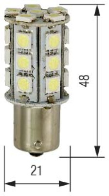 Bulb - 24V - 24Xsmd 5050 - Led - BA15s - White - 2 stuks