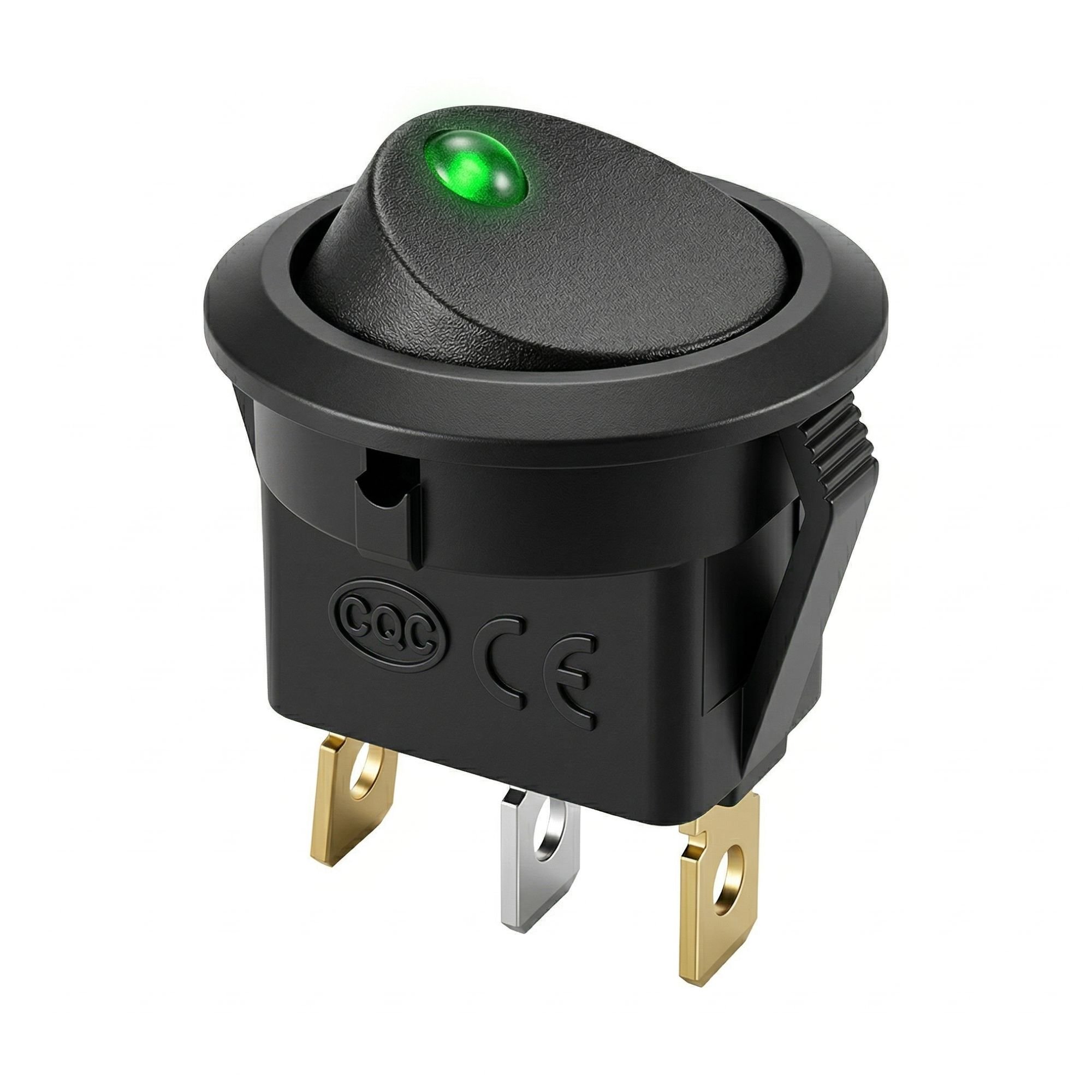 Schakelaar LED mini rond groen blister 16A 12V